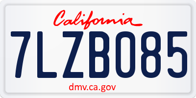 CA license plate 7LZB085
