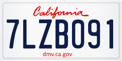 CA license plate 7LZB091