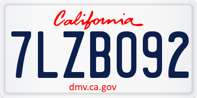 CA license plate 7LZB092