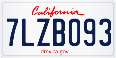 CA license plate 7LZB093