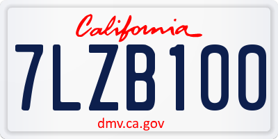 CA license plate 7LZB100