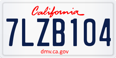 CA license plate 7LZB104