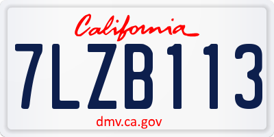 CA license plate 7LZB113