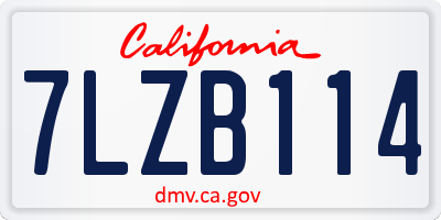 CA license plate 7LZB114