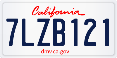 CA license plate 7LZB121