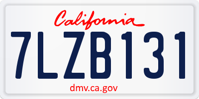 CA license plate 7LZB131