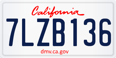 CA license plate 7LZB136