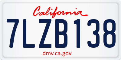 CA license plate 7LZB138