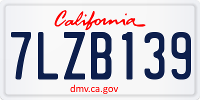 CA license plate 7LZB139
