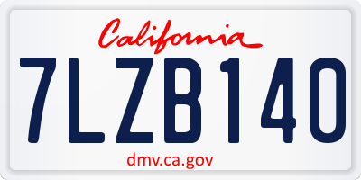 CA license plate 7LZB140