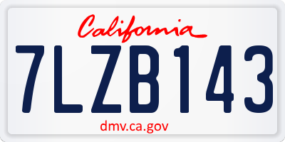 CA license plate 7LZB143