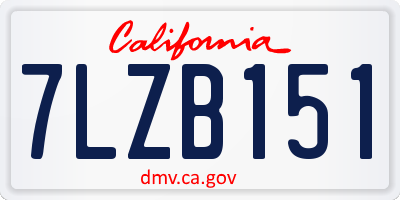 CA license plate 7LZB151