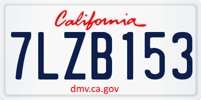 CA license plate 7LZB153