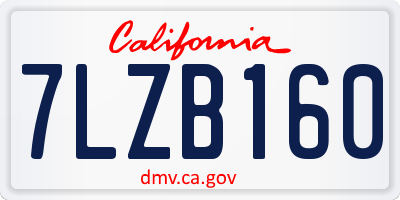 CA license plate 7LZB160