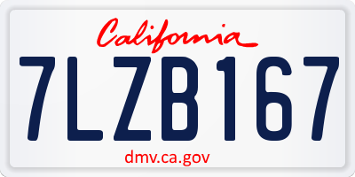 CA license plate 7LZB167