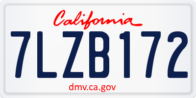 CA license plate 7LZB172