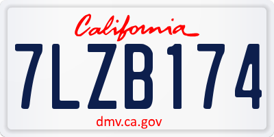 CA license plate 7LZB174