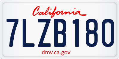 CA license plate 7LZB180