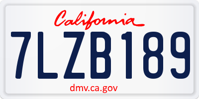 CA license plate 7LZB189