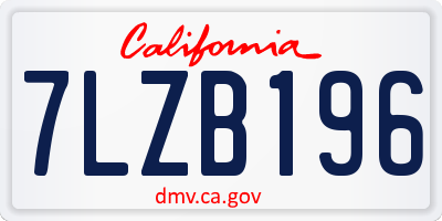 CA license plate 7LZB196