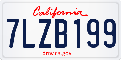 CA license plate 7LZB199