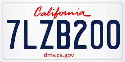 CA license plate 7LZB200