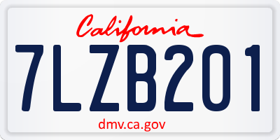 CA license plate 7LZB201
