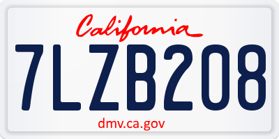 CA license plate 7LZB208