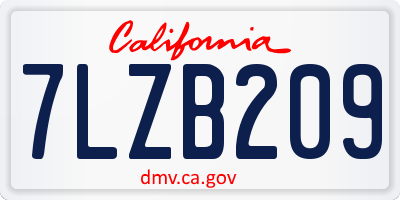 CA license plate 7LZB209