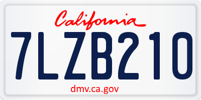 CA license plate 7LZB210
