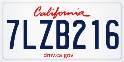 CA license plate 7LZB216