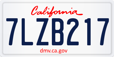 CA license plate 7LZB217