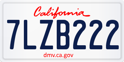 CA license plate 7LZB222