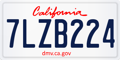 CA license plate 7LZB224