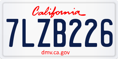 CA license plate 7LZB226