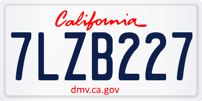 CA license plate 7LZB227