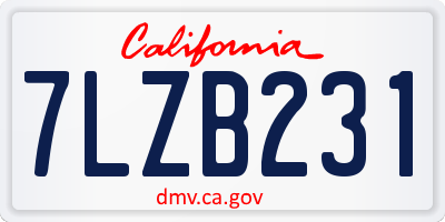 CA license plate 7LZB231