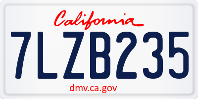 CA license plate 7LZB235