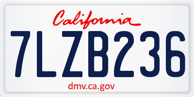 CA license plate 7LZB236