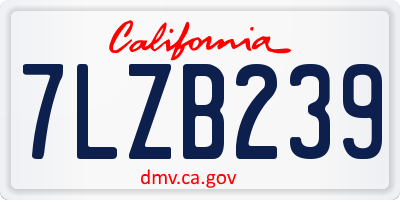 CA license plate 7LZB239