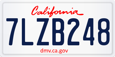 CA license plate 7LZB248
