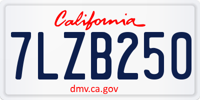 CA license plate 7LZB250