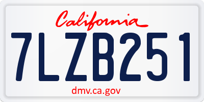 CA license plate 7LZB251