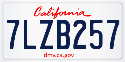 CA license plate 7LZB257