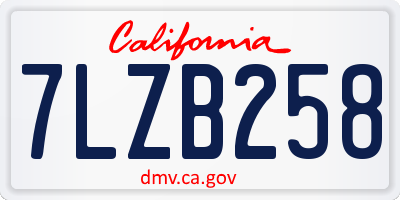 CA license plate 7LZB258
