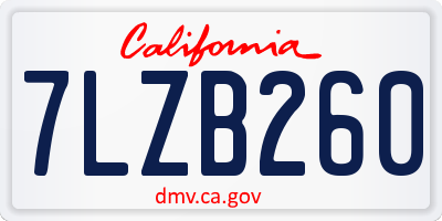 CA license plate 7LZB260