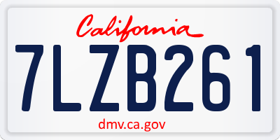 CA license plate 7LZB261