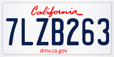 CA license plate 7LZB263