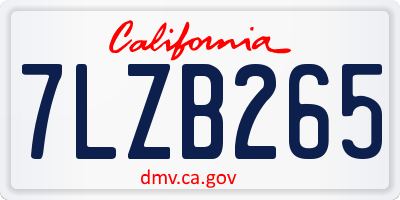 CA license plate 7LZB265