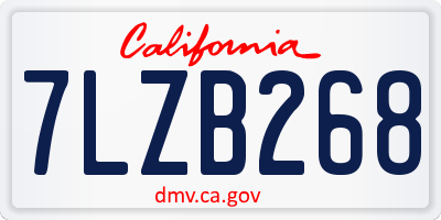 CA license plate 7LZB268